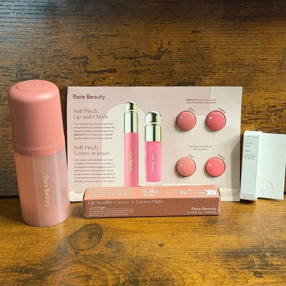 Rare Beauty Bundle: Courage Lip + Mini Hope Blush +Find Comfort Mist +Sample-NEW